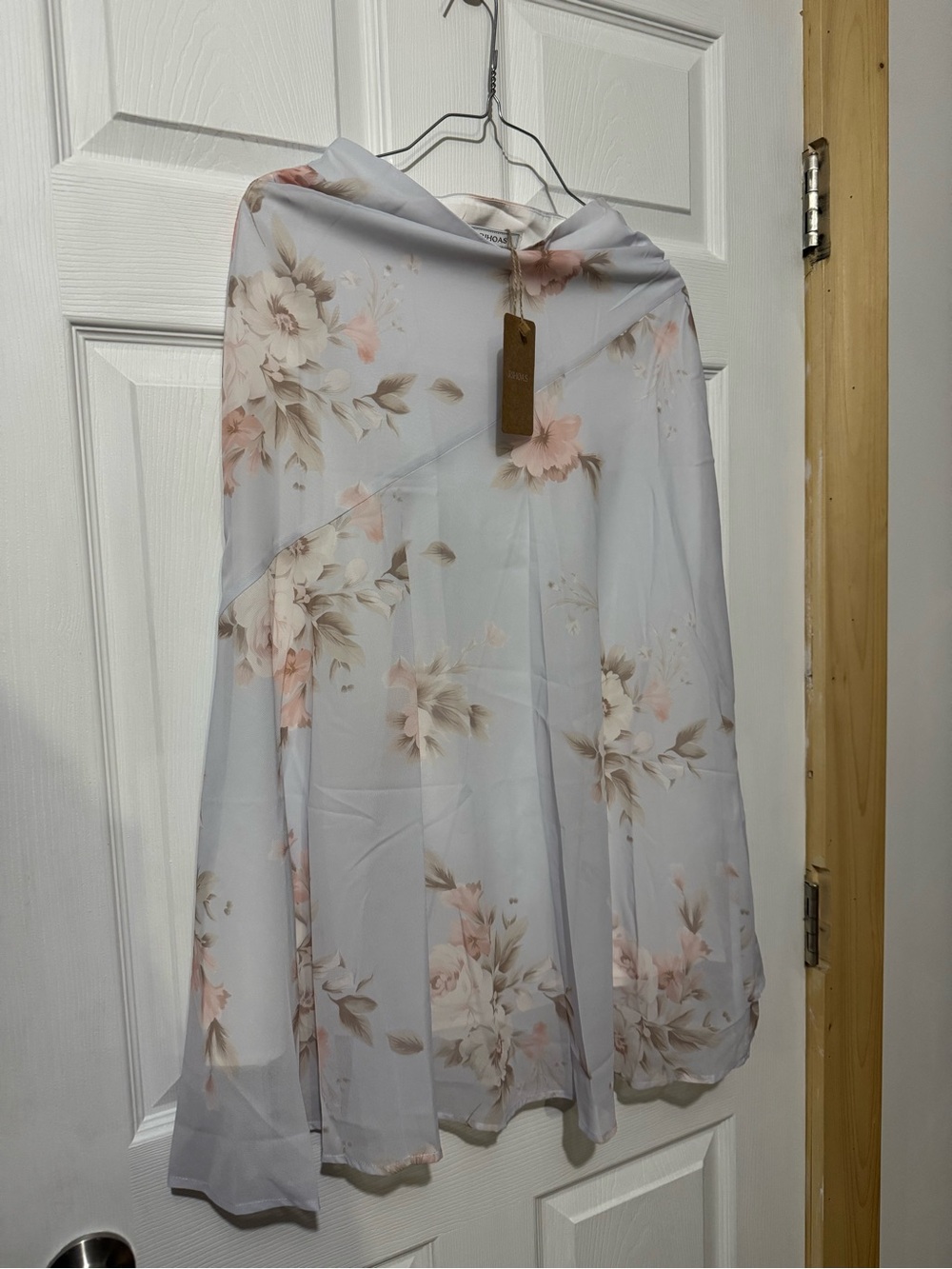 Light Purple Floral A-Line Midi Skirt